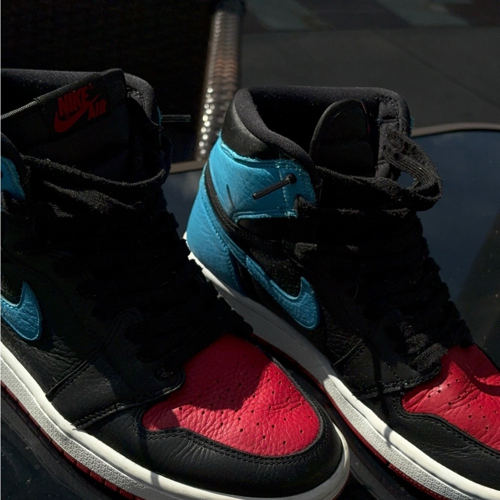 Nike High-Top Sneakers in Black, Red, and Blue